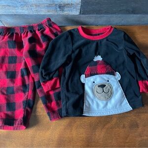 Carter’s 12 Months Fleece Buffalo Plaid Pants and Sweater Pajamas
